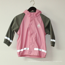 Solide Rosa PU Reflektierende Regenjacke für Kinder / Baby